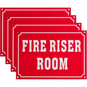 4 Pcs 7" x 10" Fire Riser Room Sign Aluminum UV Protected Metal Warning Sign Rustproof Weatherproof Safety Waterproof Fire Riser Room Sign for Indoor Outdoor Home Business Signage Use