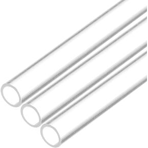 Plastic Pipe Rigid Polycarbonate Round Tube Clear, [for Lighting, Models, Water Plumbing] - 0.4x0.4"(10x11mm), 10"(250mm) Length/Transparent / 3 Pcs