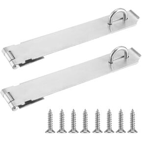 2 Pack 8 Inch Heavy Duty Door Hasp Latch, Stainless Steel Padlock Hasp Door Hasp Lock with Screws, Padlock Clasp Hasp Latch for Fence Gate, Door Window, Cabinets, Silver