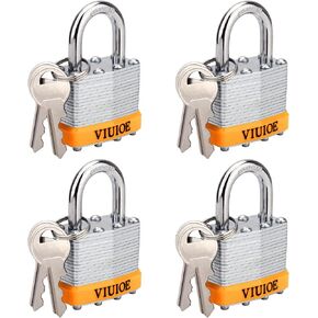 4Pcs Laminated Padlocks with Same Key for Door, Luggage, Gate, Storage, Fence, Cabinet, Garage, Shed, Latch - Weather Resistant