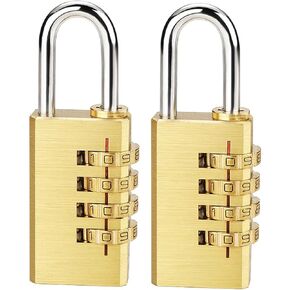 2 Pack Combination Padlock, 4 Digit Resettable Padlock with Keys, Combo Lock for School, Gym Locker, Employee Locker, Hasp Storage, Fence, Gate