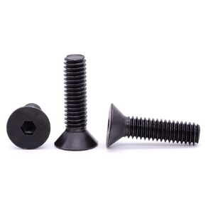 M6 x 20mm (30 PCS) Flat Countersunk Head Socket Cap Screws, 10.9 Grade Alloy Steel, Black Oxide, Allen Hex Socket Drive, Full Thread, Coarse Thread UNC