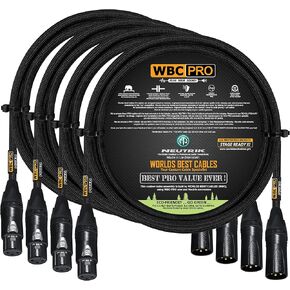 4 وحدات - 3 أقدام - كابل WBC-PRO-QUAD فائق الصمت والمرن ومتوازن على شكل نجمة مع مقابس Neutrik ذكر وأنثى XLR وسترة تويد سوداء in Kuwait