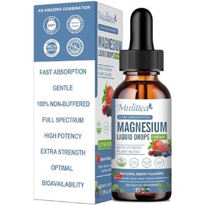 Magnesium Glycinate Liquid Drop - Triple Absorption Supplement to Support Nerves, Night, Heart, Muscles Metabolism* -Sugar-Free with Potassium, L-Theanine, Sea Moss Vitamin B,C,D3, K2-2 Fl oz in Kuwait