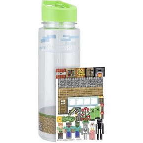Paladone Minecraft Water Bottle with Bonus Decals, 21 fl oz, Officially Licensed Merchandise
