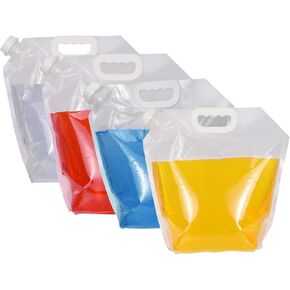 Collapsible Water Tank Container 4 Pack 5L BPA Free Plastic Water Carrier Portable Water Tank Lightweight Space-Saving Outdoor Folding Water Bag for Sport Hiking Camping Riding Mountaineer-Clear