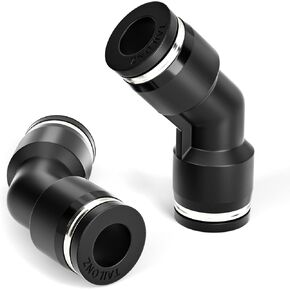 TAILONZ PNEUMATIC Black Elbow 3/8 inch Tube OD 135 Push to Connect Tube Fittings Push Lock PV-3/8 (Pack of 10)