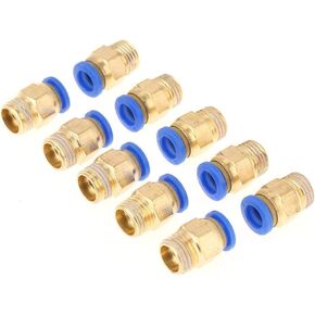 10pcs Pneumatic Quick Connector, 8mm Diameter Thread 1/4 BSP Set Air Fittings Adapter Push to Connect Fittings Straight Pneumatic Quick Fitting Air Line Connector