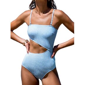 CUPSHE Women's One Piece Swimsuit Square Neck Bathing Suit Adjustable Removable Straps Side Cutout Swimwear