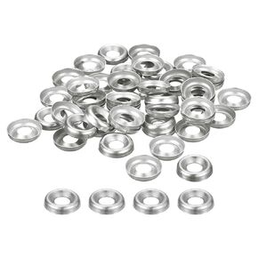 uxcell 50 Pcs Countersunk Washers, 4 Stainless Steel Countersunk Finish Washers Screw Gaskets for Mechanical Accessories Parts, Silver