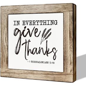 Kitchen Decor, Wooden Box Signs for Home Decor, Kitchen Wooden Block Sign Decor, Religious Kitchen Sign, Home Decor Accents, In Everything Give Thanks Sign, 1 Thessalonians 5:18 Signs