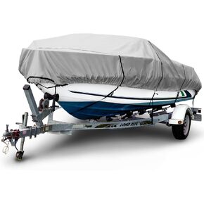 Budge 1200 Denier Boat Cover fits Center Console V-Hull Boats B-1231-X4 (16' to 18' Long, Gray)