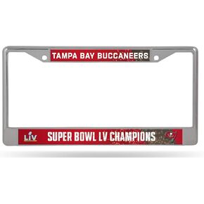 Rico Industries Super Bowl LV Champions Tampa Bay Buccaneers Premium 2 Hole Chrome License Plate Frame for Cars, Vans, RV’s. Show Your Team Pride at Tailgates, Parties or Around Town.