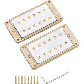 غيتار مزدوج لفائف هامبوكر التقاطات الرقبة والجسر مجموعة استبدال لأجزاء الغيتار الكهربائي LP، اللؤلؤ الأبيض والذهبي in Kuwait