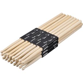 MECCANIXITY 12 Pairs Maple Wood Drumstick Anti Slip Handle Grips 7A Classic Drum Stick Wood Tip for Drumming Musical Instrument Percussion - 13.5mmx39cm
