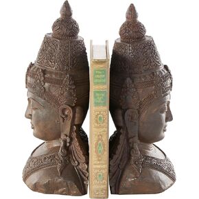 Deco 79 Resin Buddha Bookends Weathered with Intricate Carvings, Set of 2 4" W, 11" H, Bronze