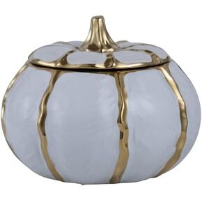 Modern decorative jars with lids, storage jars for home decor, gold edged decorative small jars (white) (small)