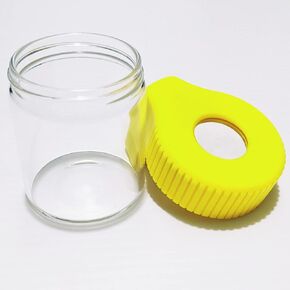 Magnifying Jar Small Air Tight Glass Jar Lighted Jars Cookies Jar with Magnifying Lid and Light Light Up LED Transparent Glass Storage Container Bottle with Magnification Glass Jar Lights (GREY)