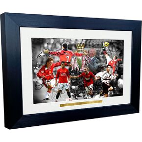 12x8 A4 Sir Alex Ferguson Manchester United Manager Celebration Ronaldo Rooney Giggs Beckham Signed Autographed Photo Picture Frame Football Soccer Poster