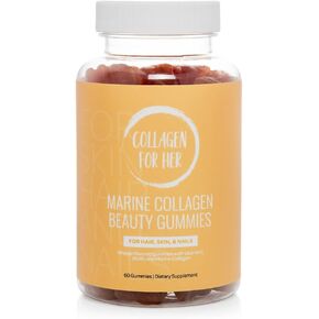 Marine Collagen Beauty Gummies for Hair, Skin, and Nails w/Biotin, Zinc, Vitamin C and E | Orange Flavor (60 Ct.)