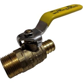 Male Ball Valve, Pex B Crimp, Brass, Full Port, 3/4" Pex x 3/4" Male NPT Ball Valve, 1/4" Turn, 1 Pack L8
