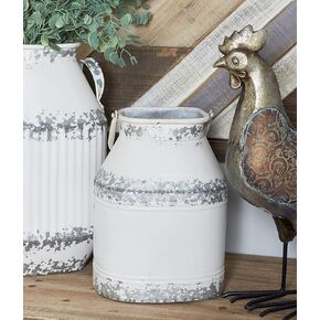 Deco 79 Metal Decorative Jars, Set of 2 11", 14"H, White