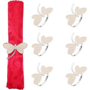 Dragonfly Napkin Ring Set of 6, Metal Napkin Rings Dinner Gold Napkin Holder for Wedding Birthday Valentine's Day Christmas Party Dinner Table Decor (Gold)