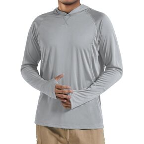 Men's UPF 50+ Sun Protection Hoodie Fishing Shirts Long Sleeve Rash Guard SPF UV Shirt with Thumbhole