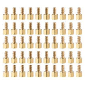 YOKIVE 50 Pcs M2.5 Standoff Screws, Brass Hex PCB Standoffs, Keep Height Consistent, Great for Motherboard (Gold Tone, 4mm+4mm)