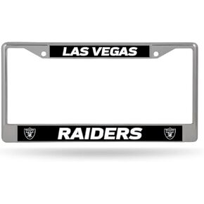 Rico Industries NFL Las Vegas Raiders 12" x 6" Silver Chrome Frame 12" x 6" Chrome Frame - Car/Truck/SUV Automobile Accessory