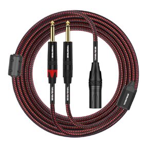 1.6FT XLR to 6.35 mm Cable - Dual 1/4 Inch Male to XLR 3-Pin Male Plug Microphone Cable - XLR to Dual 6.35 mm TS Y-Splitter Adapter Cord - Double 1/4'' TS to XLR Unbalanced Mic Cable - 0.5M