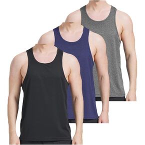 3 Pack Men’s Workout Tank Top Dry Fit Performance Gym Bodybuilding Athletic Sleeveless T Shirts