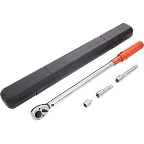 VEVOR Torque Wrench, 10-150ft.lb/14-204n.m 1/2-inch Drive Click Torque Wrench, Dual-Direction Adjustable Torque Wrench Set, Mechanical Dual Range Scales Torque Wrench Kit with Adapters Extension Rod