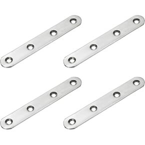uxcell 4 Pcs Flat Straight Brace Brackets, 6.3 x 1.5 Inch Mending Plates, Connector Furniture Repair Fixing Joint, Stainless Steel, Silver
