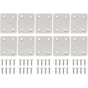 10 PCS Mending Plates Heavy Duty,ULIFESTAR Flat Bracket Stainless Steel Straight Brace Repair Fixing Plates Connector Joining Bracket for Wood Furniture Shelves Cabinets with Mounting Screws