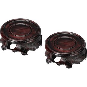 MECCANIXITY Wooden Stand Holders Displays Base 50mm Diameter Black for Vase Bonsai Stone Pack of 2