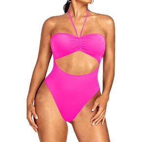 Holipick One Piece Cut Out Cheeky Swimsuits for Women Sexy Halter Bathing Suit High Cut Monokini Swimwear