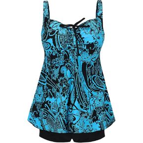 DANIFY حجم كبير ملابس السباحة للنساء Tankini ملابس السباحة التحكم في البطن ملابس السباحة التستر فستان السباحة قطعتين ثوب السباحة