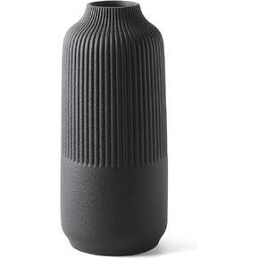 Ceramic Flower Vase Set 2 Large Matte White Vase for Home Decor Ribbed Vases for Room Office Shelf Decor, Simple Yet Gorgeous Classic Nordic Style Vases for Fresh Dried Flowers Pampas Grass, 10 inch