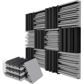 12 Pack Pyramid Designed Acoustic Foam Panels, 12 x 12 x 2 Inches Sound Proof Foam Panels, High Density and Fire Resistant Acoustic Panels, Sound Panels, Studio Foam for Wall and Ceiling