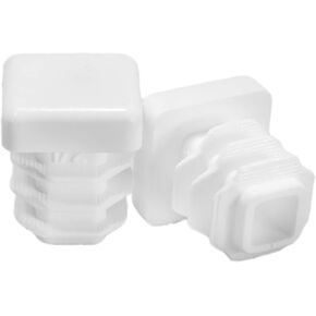 Prescott Plastics 1/2 Inch Square White Plastic Plug, Tubing Post End Cap, Chair Glide (100)