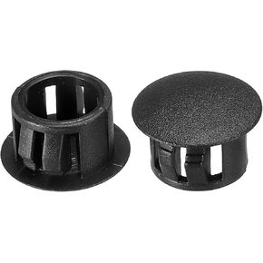 PATIKIL 18mm (11/16") Plastic Hole Plugs, 30Pcs Flush Type Round Hole Plugs Cover Snap in Locking Hole Tube for Table Kitchen Cabinet Furniture, Black