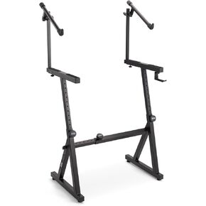 On-Stage KS1365 Z Keyboard Stand with Second Tier (Portable Heavy-Duty Setup for Two Keyboards, Synths, Organs, Digital Pianos, 400 Pound Weight Capacity, Adjustable Width and Height, Black)