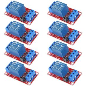 1 Channel 5v Relay Module Board Shield with Optocoupler Support High/Low Level Trigger Compatible Relay（Pack of 8） (5V)