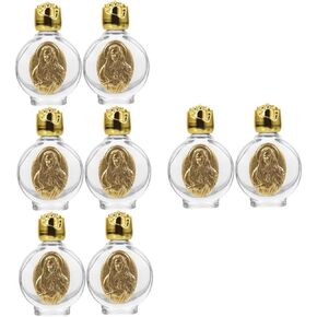 8 pcs Embossed holy water bottle clear water bottles virgin pendant home decoration catholic water bottle crucifix cross pendant christian holy water bottle little bottles set