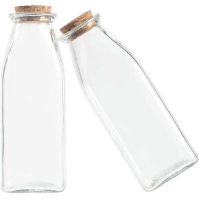 زجاجة زجاجية مزخرفة من ماجيك سيزون مع سدادات من الفلين (زجاجات مربعة سعة 11 أونصة / قطعتين) in Kuwait