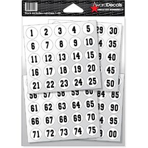 Number Stickers for Helmets Black on White (Football, Baseball, Softball, Hockey, Lacrosse, Etc.) The Original Award Decals Premium 20mil Thick Helmet Decals Made in The USA Since 1976