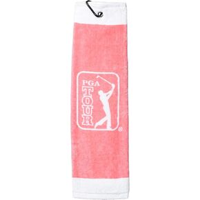 PGA TOUR Golf Cotton Tri-Fold Towel, Pink Carnation, One Size