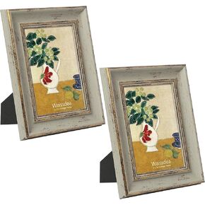 4x6 Vintage Picture Frames Gold Line without Mat - Photo Frame with Shatter Resistant Plexiglass, Horizontal and Vertical Formats for Table Top & Wall Mounting Home Decor Display