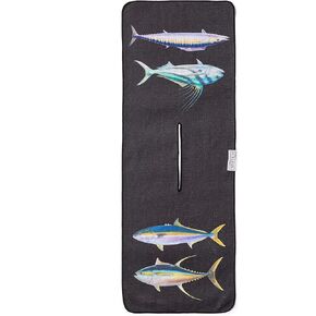 LEUS Golf ECO Towel - Quick Drying, Recycled Material – with Center Slit for Hanging Over Clubs - Abachar/Fish Stack